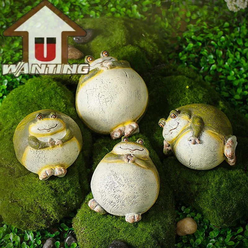 Animal Resin Crafts Cute Frog Outdoor Statue Handmade for Garden Decoration Sculpture