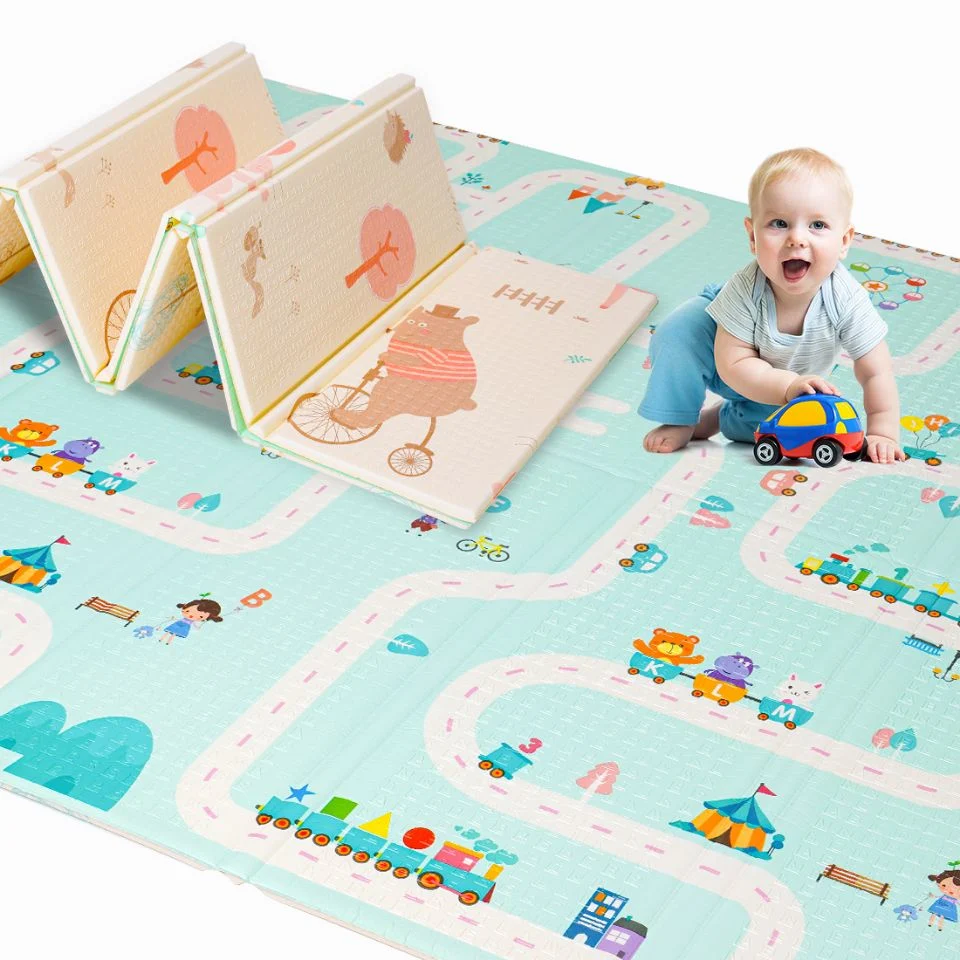 Foldable Baby Play Mats with Reversible Double-Sided Non-Slip XPE Foam