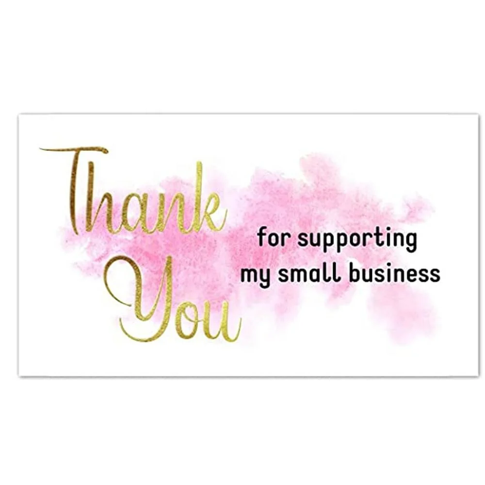 Custom High quality/High cost performance  Pink Gold Foil Thank You Notes and and Stickers Custom Luxury Thank You Card