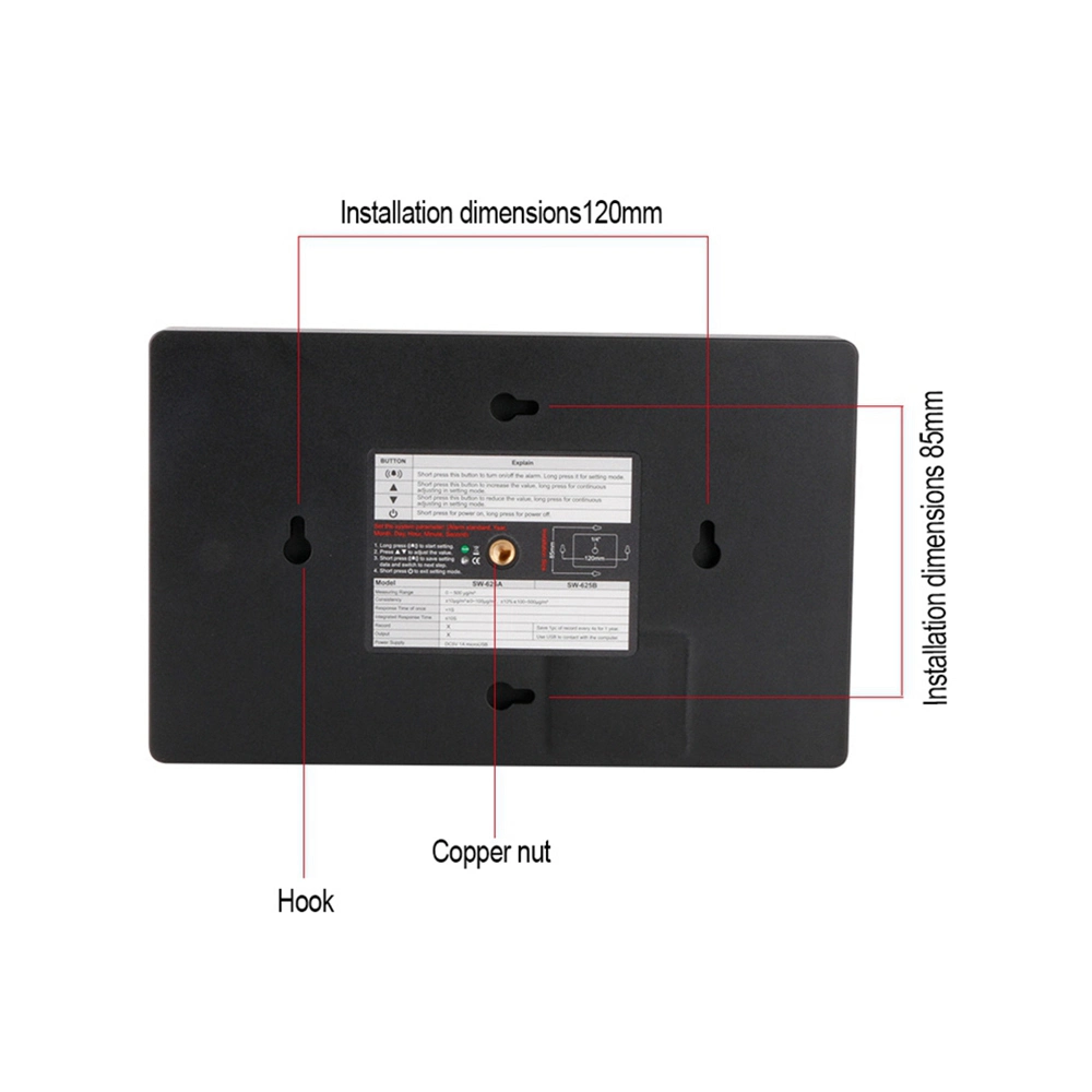 Wall-Mounted Air Quality Monitor Pm2.5 Meter Sw-625b