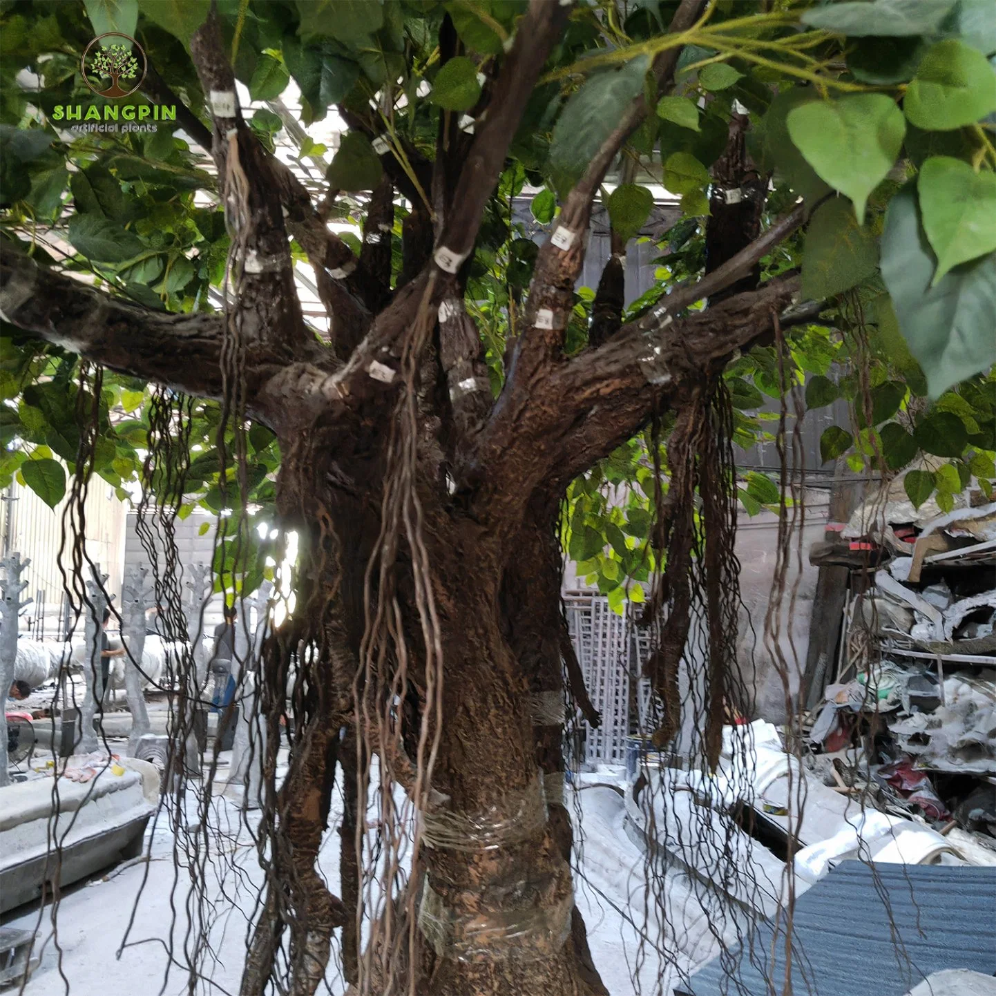 Gran Fake 360grados Artificial árbol verde Ficus Religiosa de los árboles para el evento, la construcción y decoración de tiendas