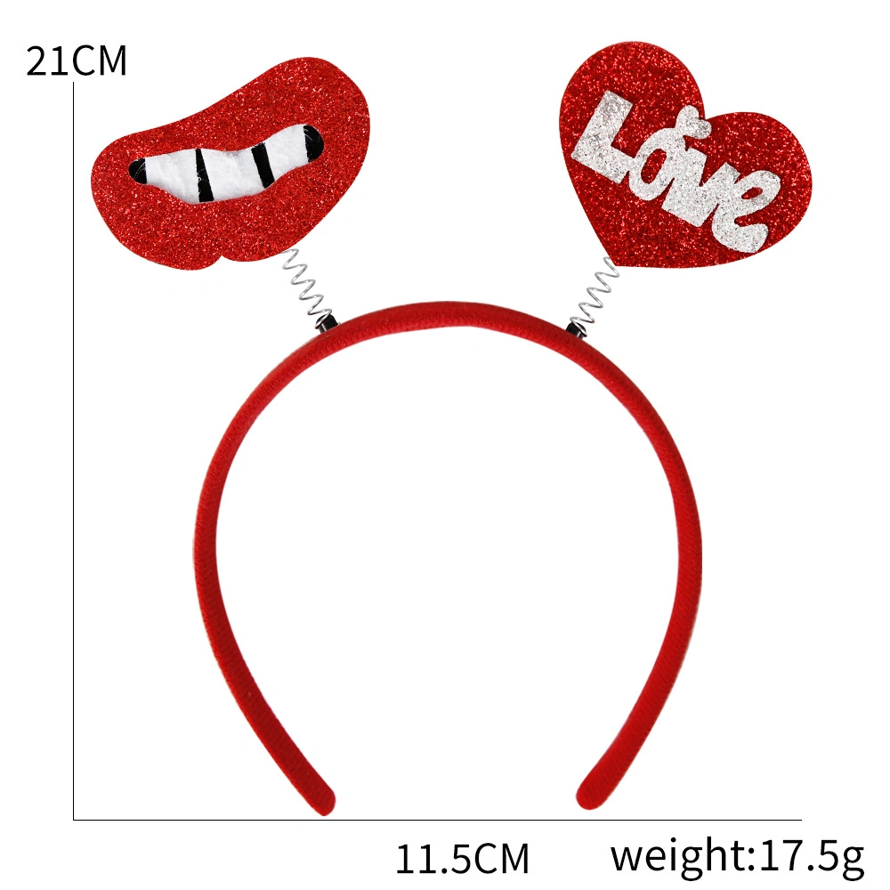 Valentine&prime; S Day Heart Headband Red Sequins Hair Band Hair Hoop