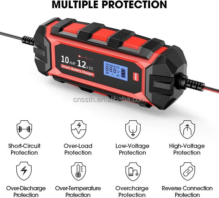 LiFePO 6V 12V 10UM LCD à prova de carro inteligente do carregador da bateria