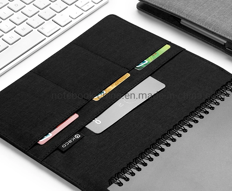 Custom A5 Phone Pocket High PU Leather Office Supply Agenda Notebook with spiral