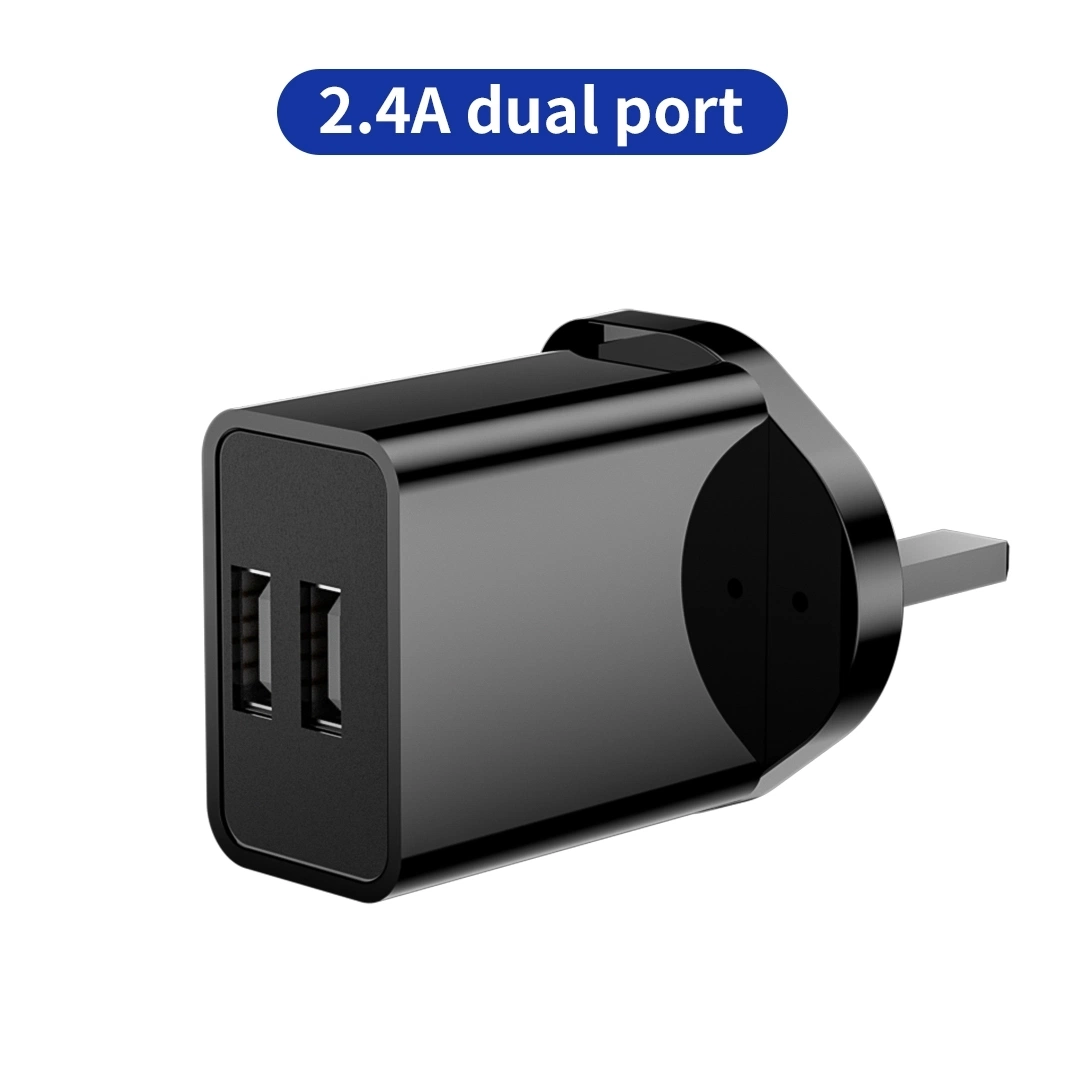 A dobragem Ficha RU Portable 5V 2.4A Dual Socket Portos Telemóvel viagem USB Carregador Rápido adaptador de alimentação na parede para o telefone e Tablet