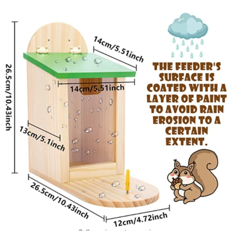 Wooden Hanging Indoor Outdoor Garden Squirrel Feeding Station Squirrel Feeder