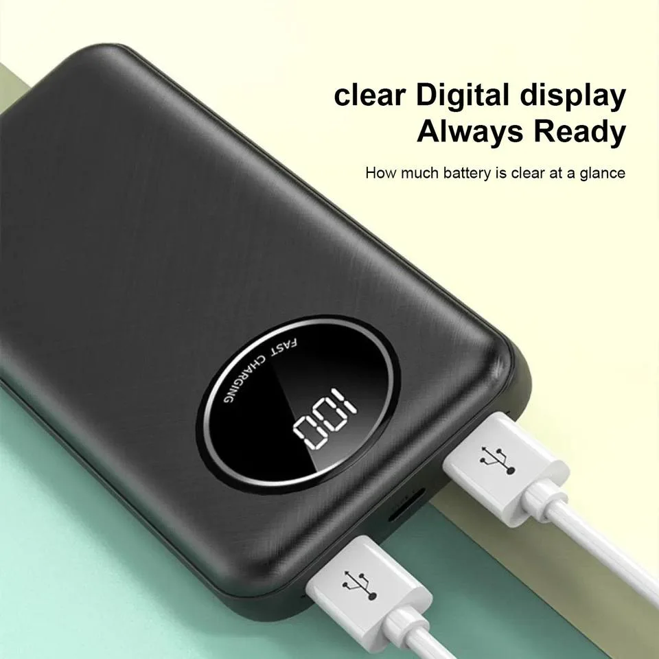 Manufacturers Travel Fast Charging Power Bank 20000mA Digital Display Ultra Thin Mobile Power Charging Bank with Four Wire