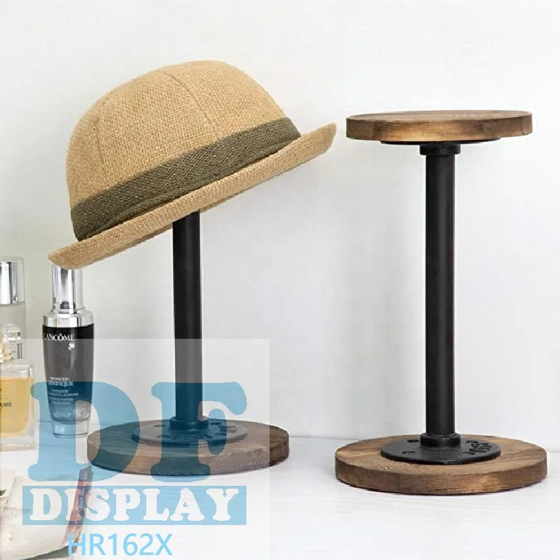 Rústica Madera quemada Hat Rack para pared con ganchos de madera Metálica Montaje Vertical untar sombrero y el perchero