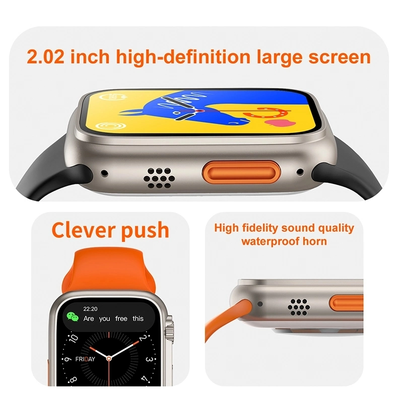 2023 I8ultra New Design Smartwatch Headset 2-in-1 Wireless Charging Marine Silicone Strap Elderly Student Sports Bracelet S8 Series