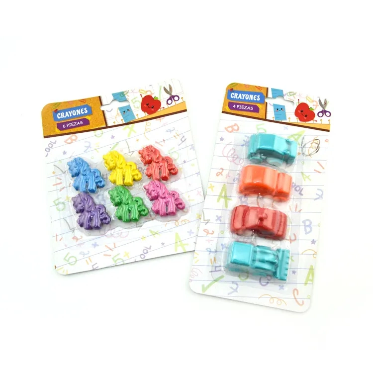 Flexcils 3D Mini Car Shape Crayon Shape 4 Colors Blister Card Combination Crayons 3D for Children