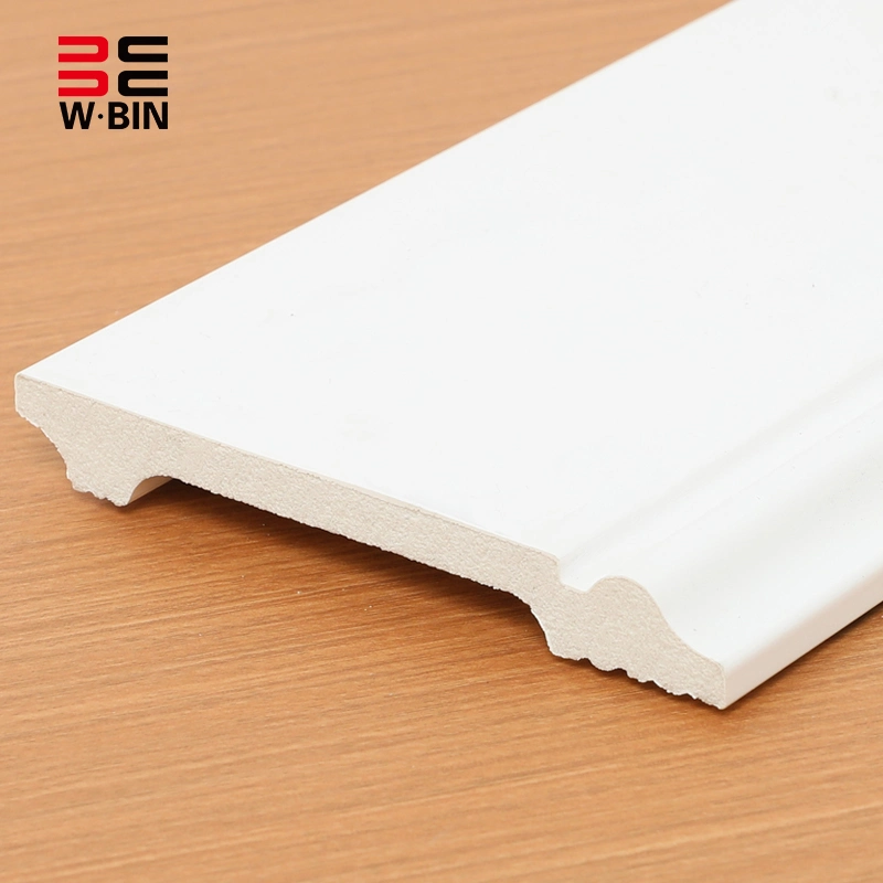 2023 Nueva llegada PT25 100*15mm PS Skirting White Baseboard Decorativo Material con recubrimiento de PVC OEM personalizado