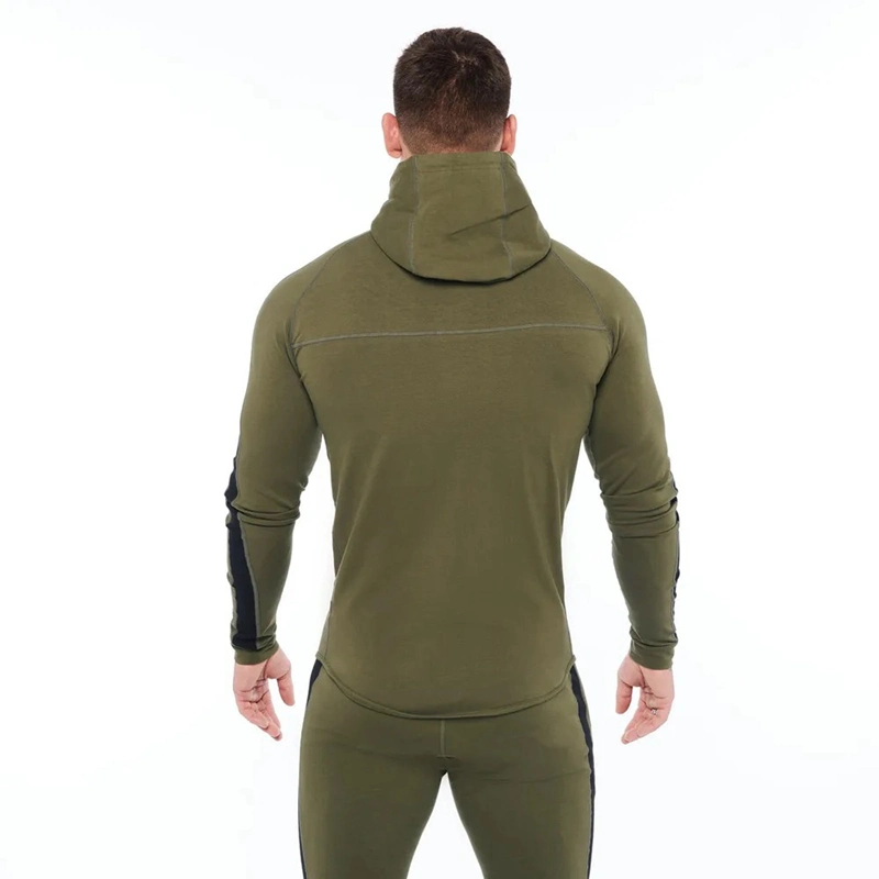 Tianchen Factory Wholesale/Supplier Chaqueta de gimnasio de algodón de corte ajustado con cremallera con capucha Sudar Pants 2pcs conjunto ajustado trajes deportivos para hombre Traje de fútbol a rayas