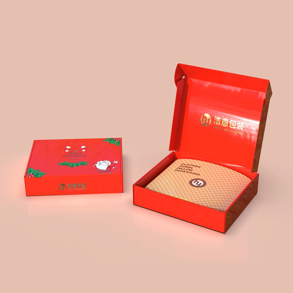 Custom Logo Gift Boxes Luxury Packaging Hot Selling Red Corrugated Paper Food Gift Packaging Box for Christmas Packing Cosmetic Plastic Bottle Shipping Storage