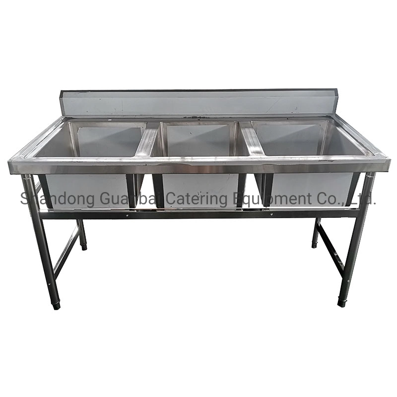 European Style Wash Sink 304 201 Stainless Steel Kitchen Sink with Under Shelf and Drainboard