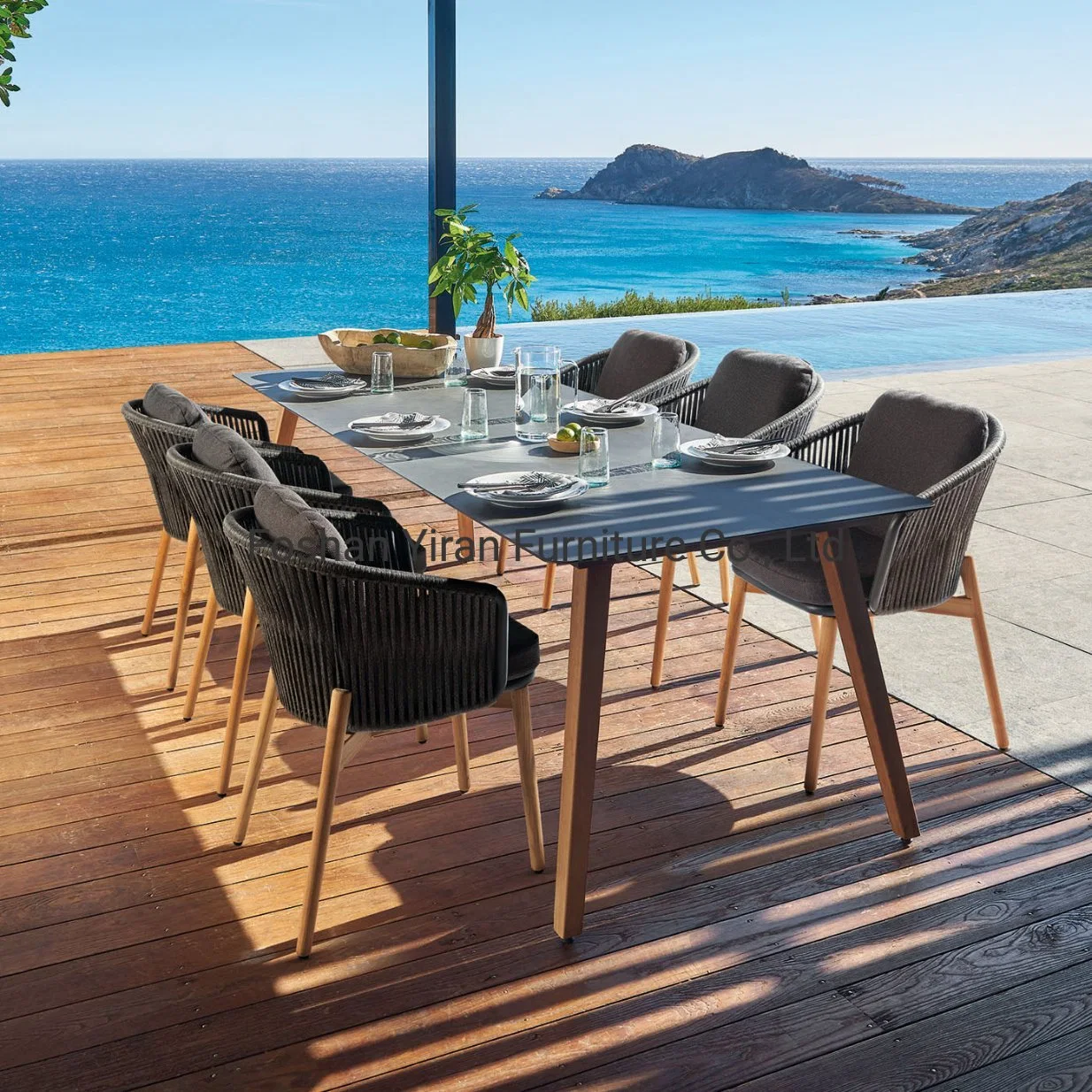 Jardin meubles de jardin en teck ensemble à dîner Table et chaises pour les meubles de patio