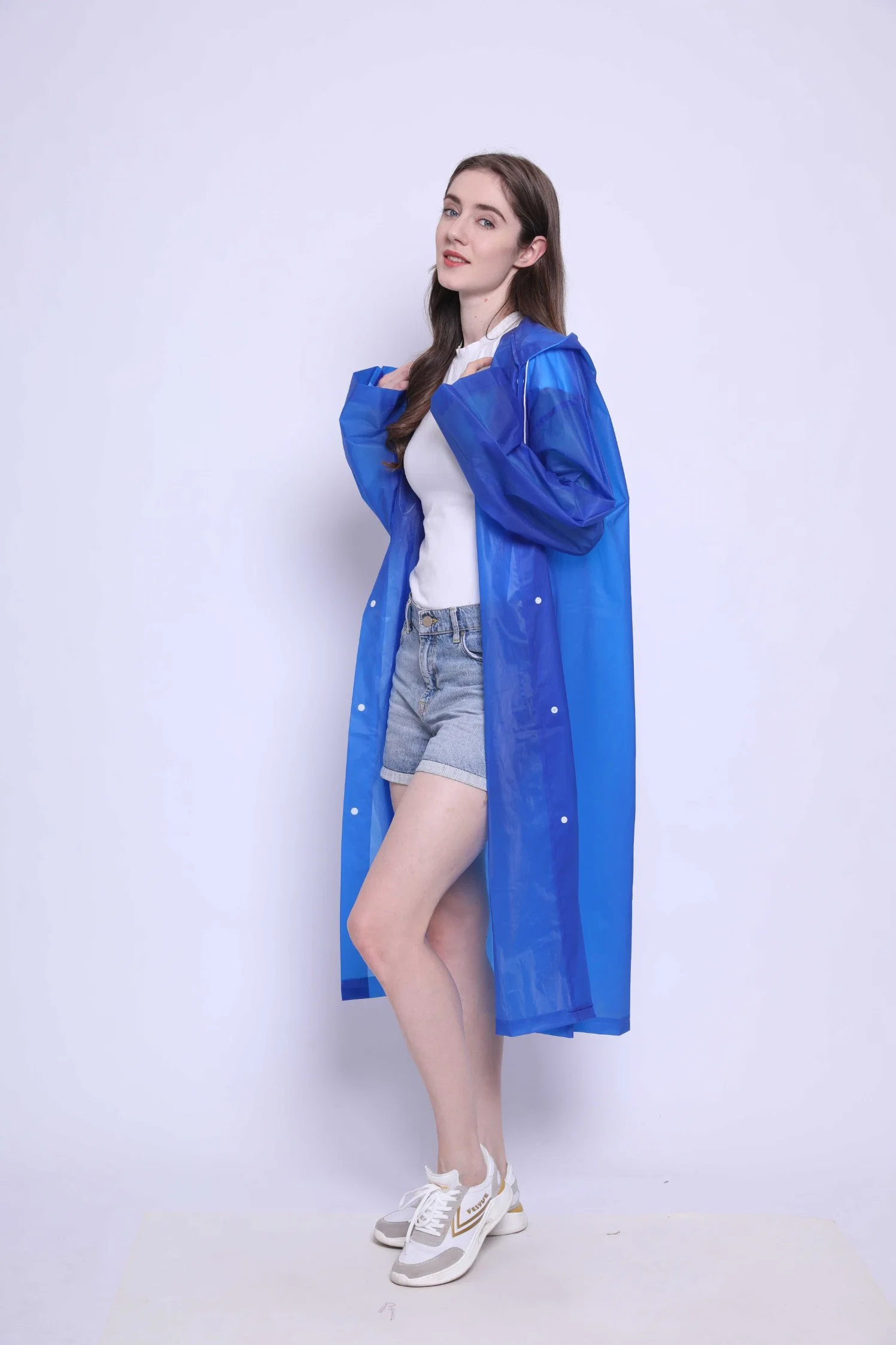 Горячая продажа многоразовый Hooded EVA Rain Poncho Raincoat