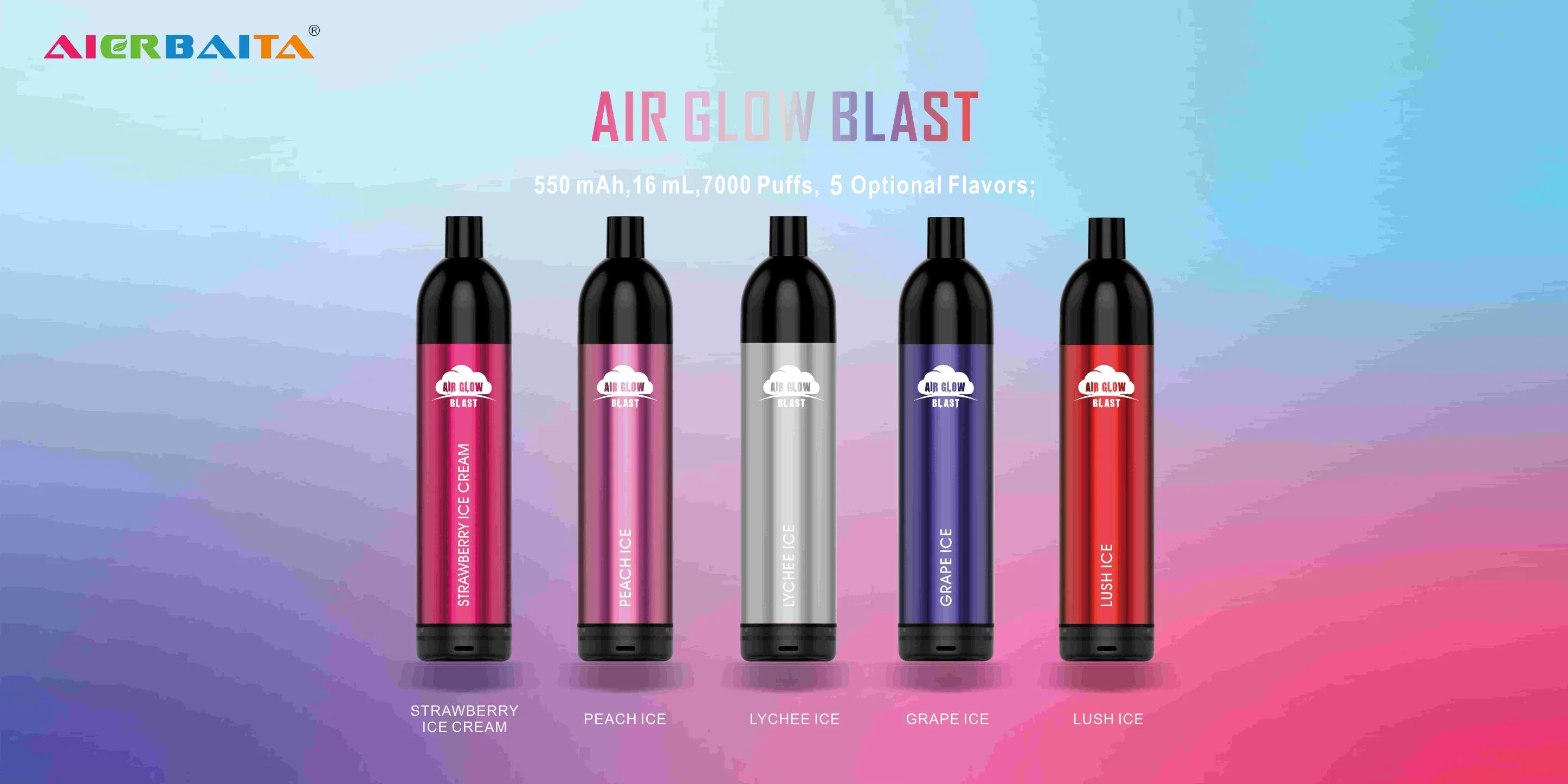 El flujo de aire ajustable recargable 7000 inhalaciones 16ml Vape pluma con la luz de color del LED de los Jóvenes" Favoritos de E-cigarrillo