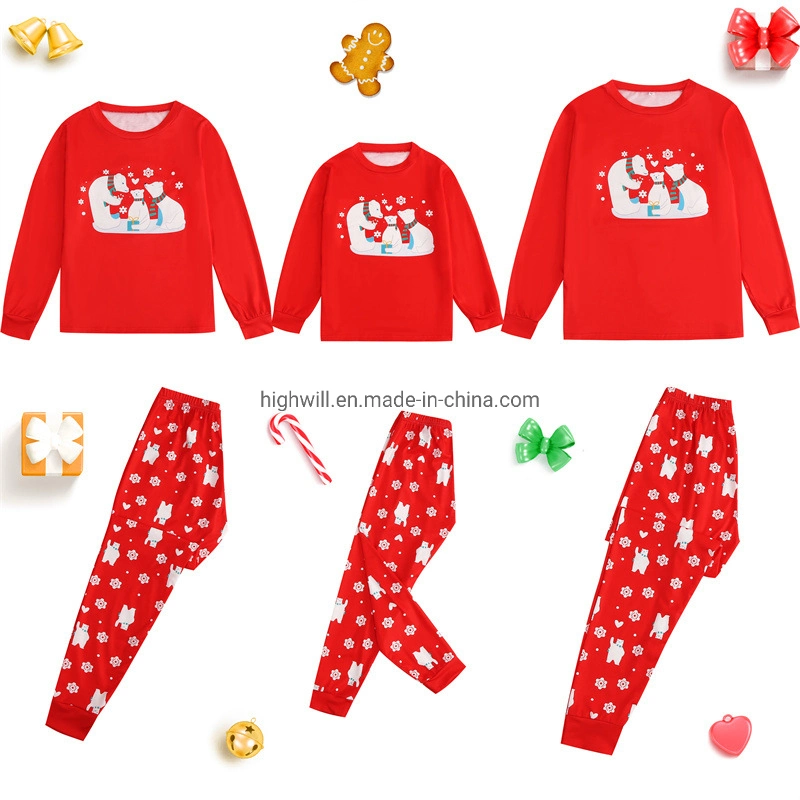 Pajamas Pyjamas Jersey Home Textile Top and Pant Set for Family Autumn Winter Christmas Wholesale