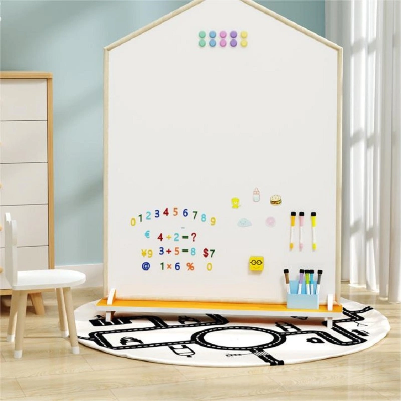 Educational House Drawing White Blackboard Solid Wood Toy Whiteboard for Children