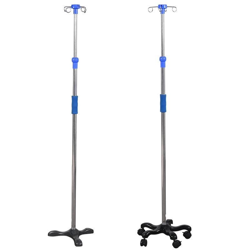 Big Stock Stainless Steel IV Pole with Wheels Infusion Stand Hospital Furniture