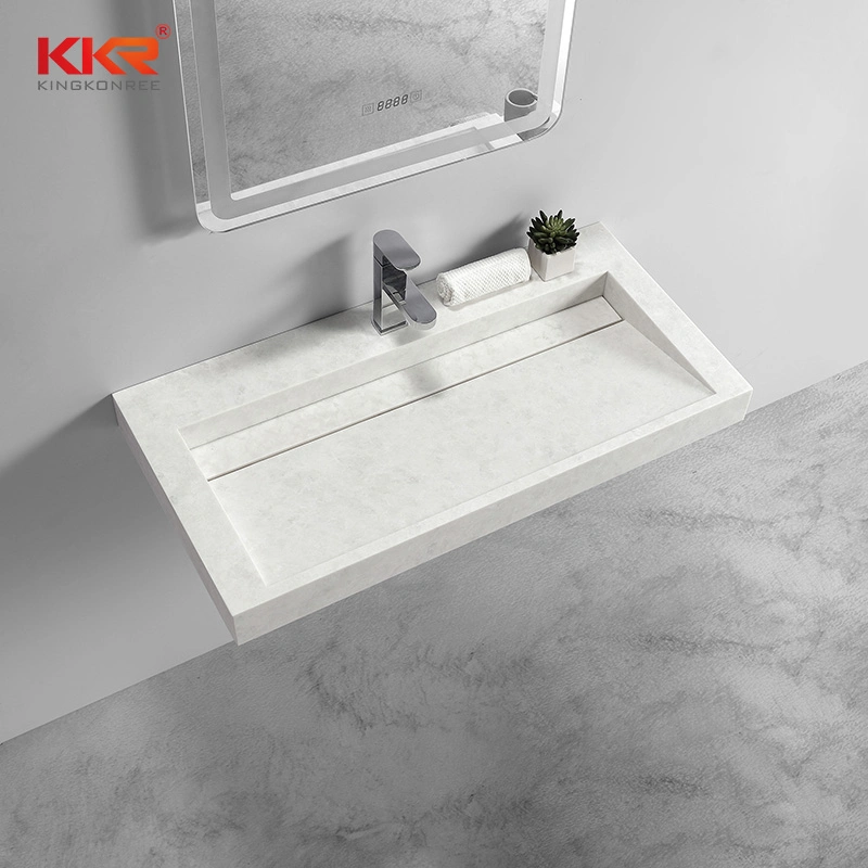 White Slope Solid Surface Wash Basin Wall Mount Bathroom Ramp Sink