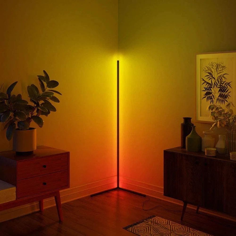 Luz de piso de esquina LED de ambiente RGB para el salón Decoración de la casa de dormitorio