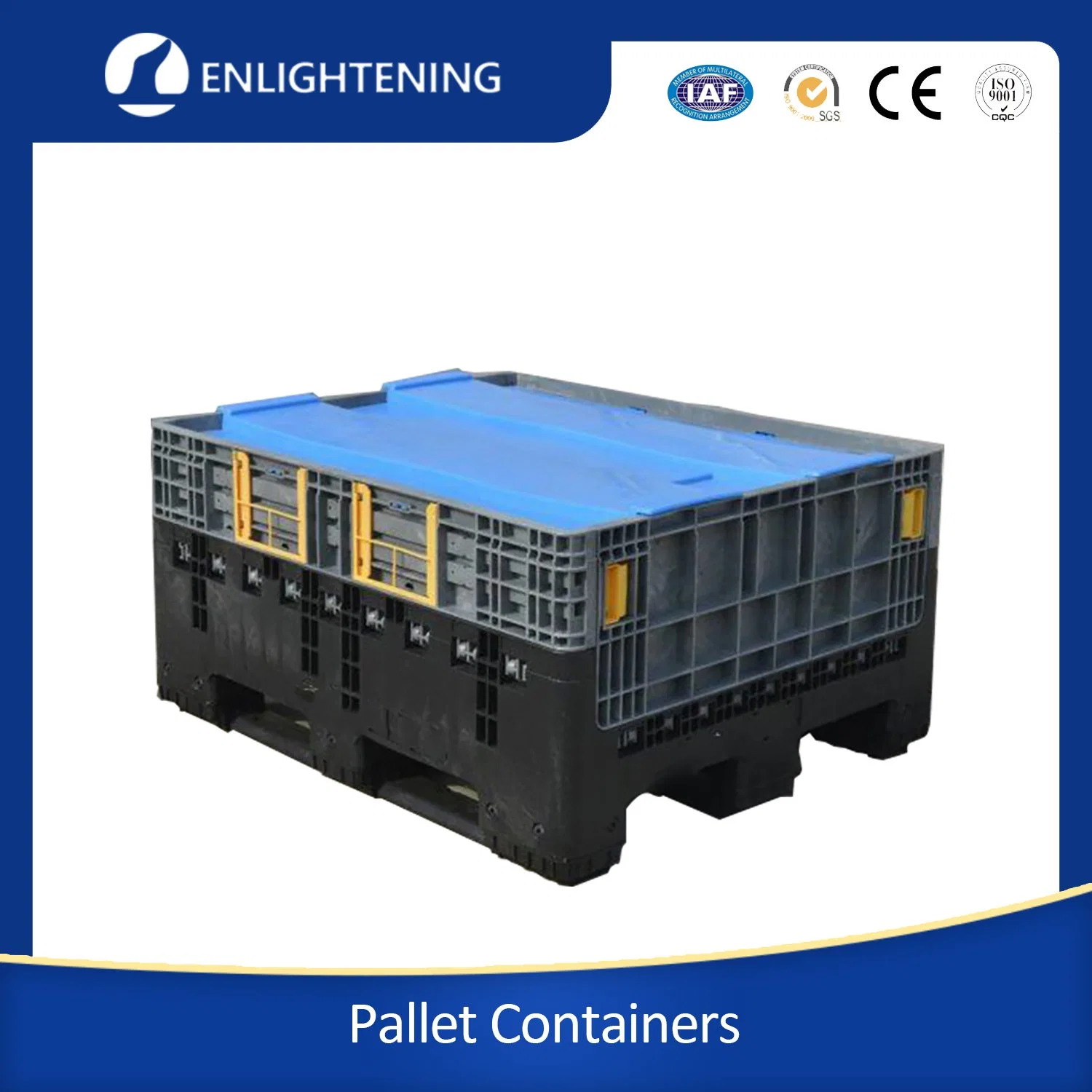 1200 * 1000 * 590 mm Foldable Large Container/Stackable Folding Pallet Box/Hygiene Durability Stillage/Heavy Duty Plastic Pallet Bin for Pharmaceutical