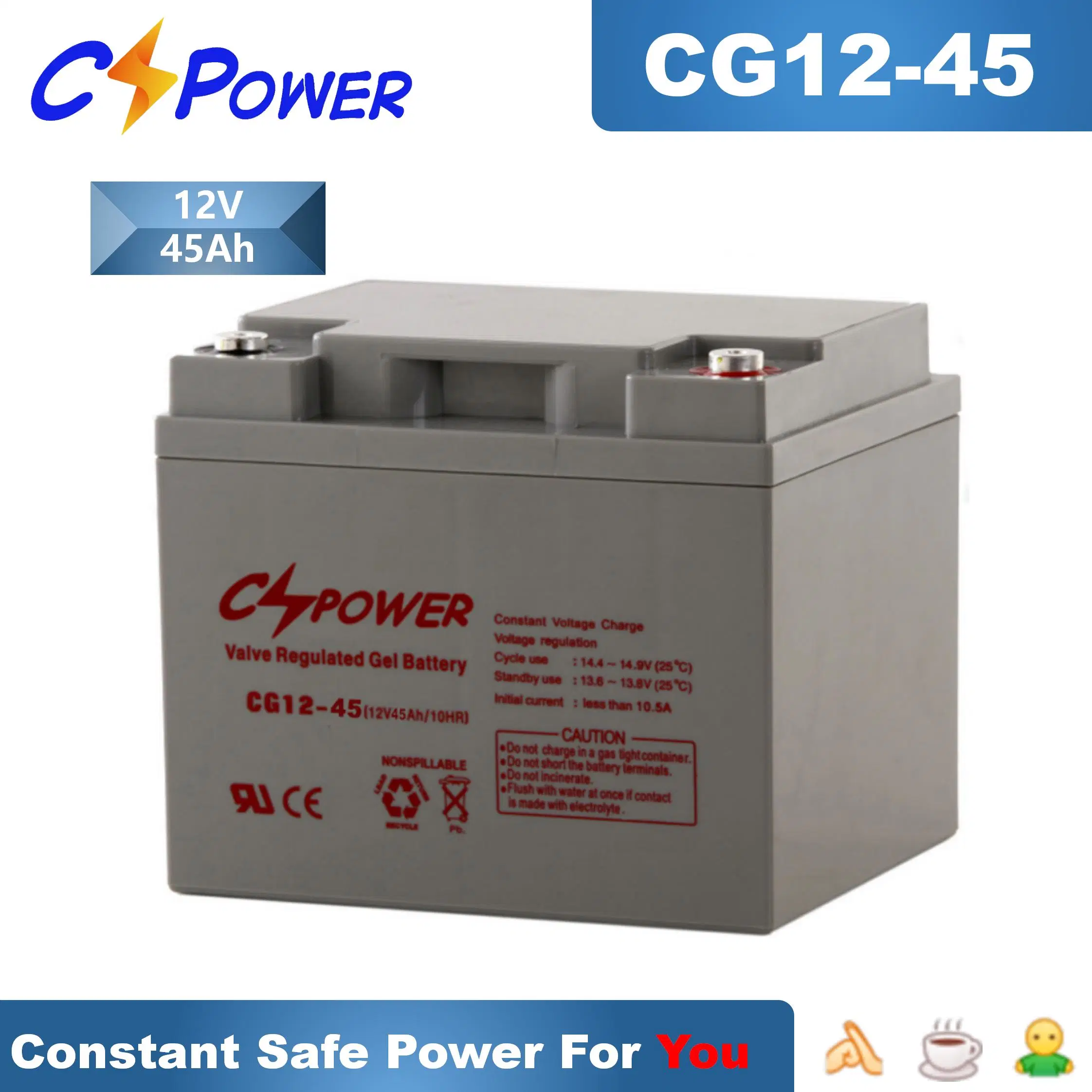 Cspower Batería 12V33ah-Valve-Regulated-Solar-Gel-Batería-para-Solar/sistema de UPS o fuente de alimentación/inversor/cargador de batería de alimentación