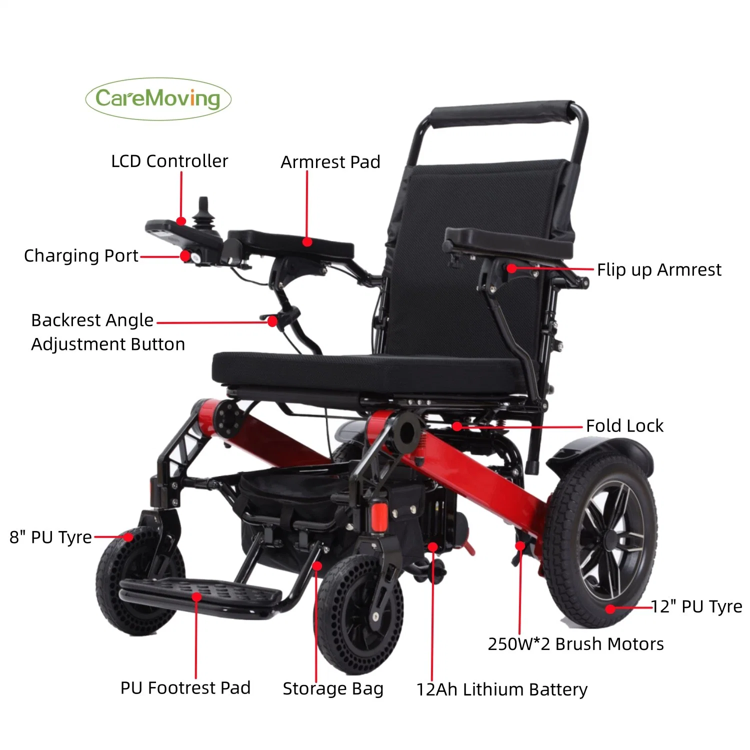 2022 High quality/High cost performance  Comfortable Disabled Ultralight Folding Electric Mobility Wheelchair for Travel