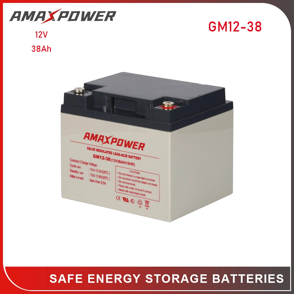 Recargable Amaxpower VRLA AGM/Gel bateria 12V38Ah Sealed-Lead libres de mantenimiento-ácido de batería solar/sistema de UPS 12V 38AMP.