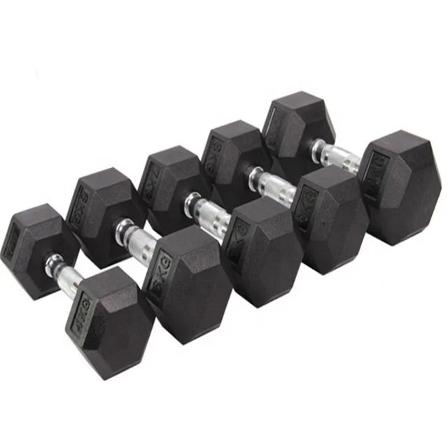 Gym Bodybuilding Equipment Fixed Black Hexagonal Dumbbells