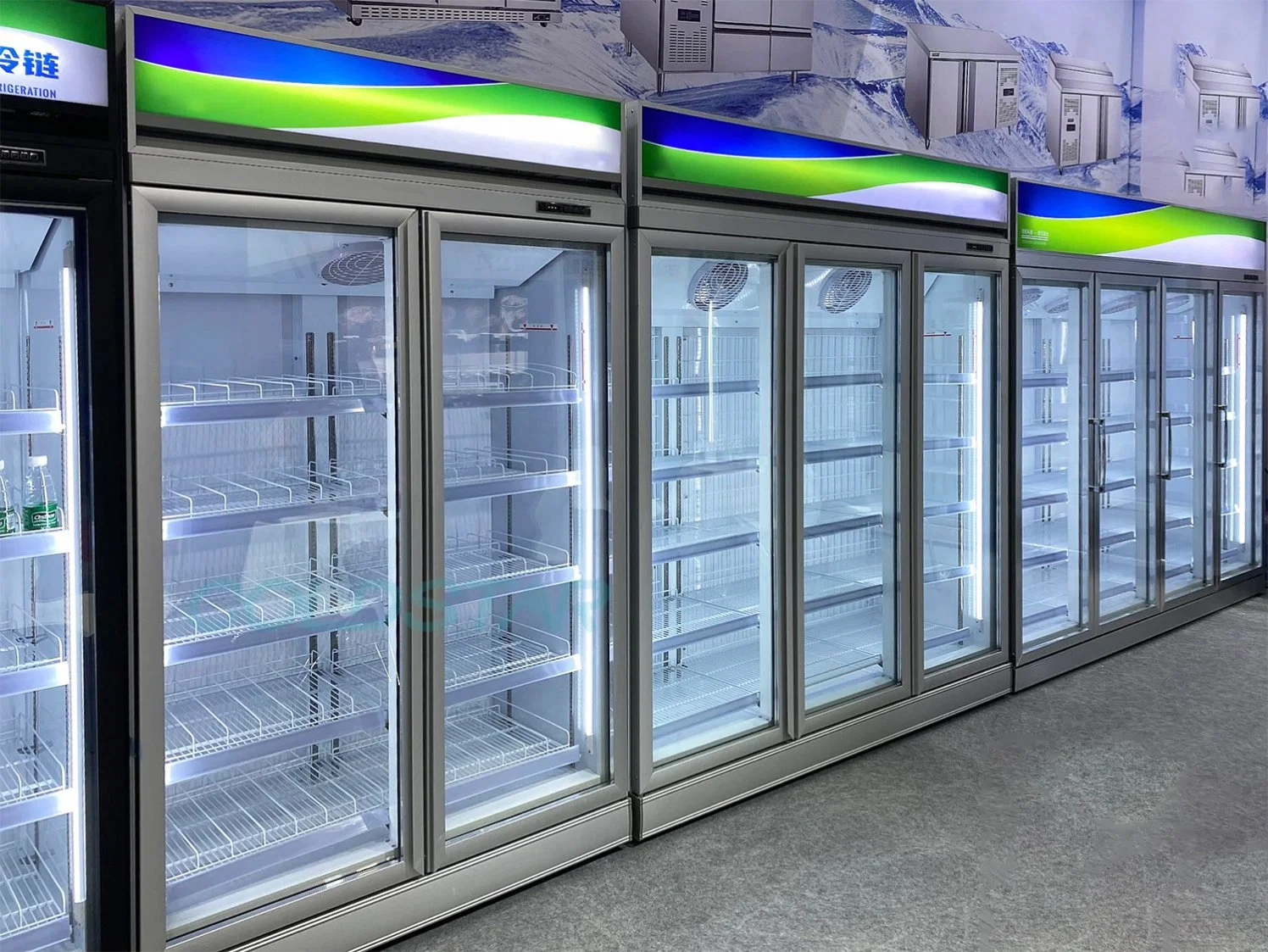 Deep Display Fridge Freezer with Glass Door Display Refrigerator Commercial Freezer Beverage Refrigeration Equipment