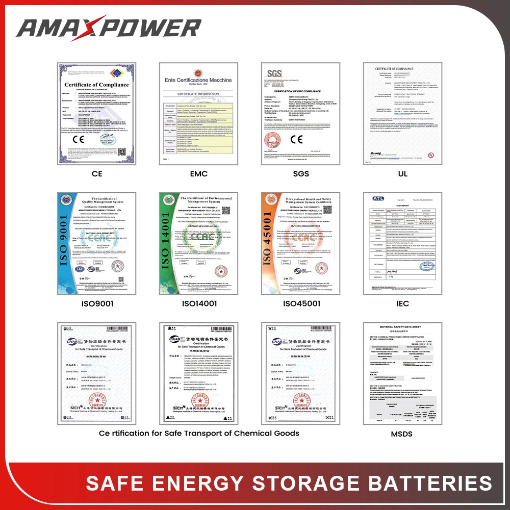 Sistema doméstico Solar Amaxpower 12V 65ah resistência à corrosão única Glloy Bateria recarregável de longa duração para equipamento de teste electrónico 12V65ah