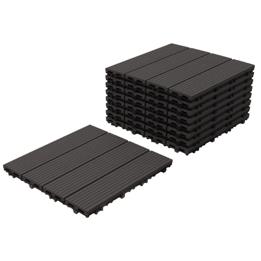 Cheap Price Grooved Stripy DIY Interlocking Wood Plastic Composite Outdoor Deck Tiles