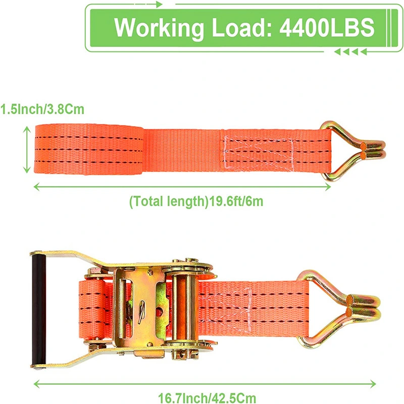Храповые ремни для тяжелых условий эксплуатации 6 м х 4 см стяжные ремни с храповым механизмом набор крепежных ремней с металлическими крюками натяжные ремни 4400 фунтов для грузовиков, автомобилей, лодок