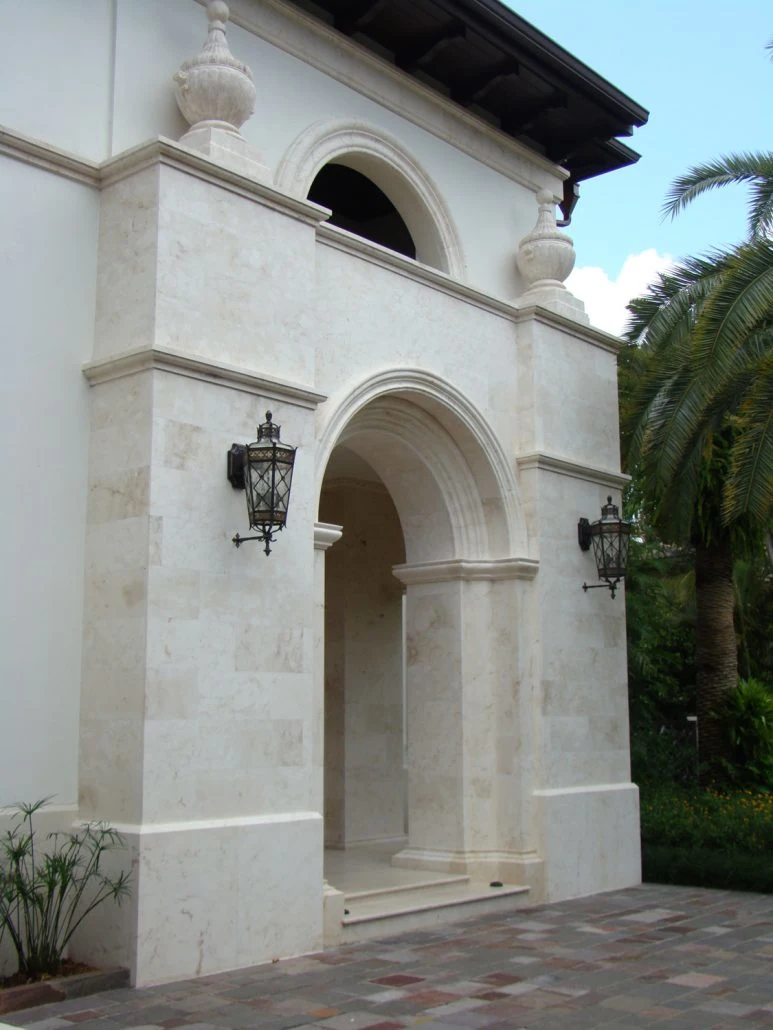 Custom Made Cream Limestone Architectural Stone Classic Arch Moulding Entrance