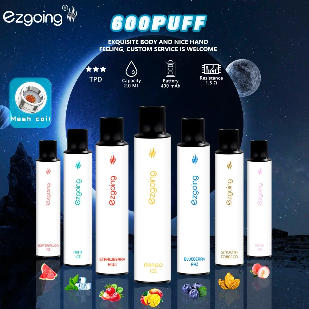 Precios de fábrica de Shenzhen 600 Puffs Atomizador Nicotina Gratis Mini Cigarrillo Electrónico Desechable Distribuidor Vape Eléctrico Humo Paquete en Inglés Ruso Vape