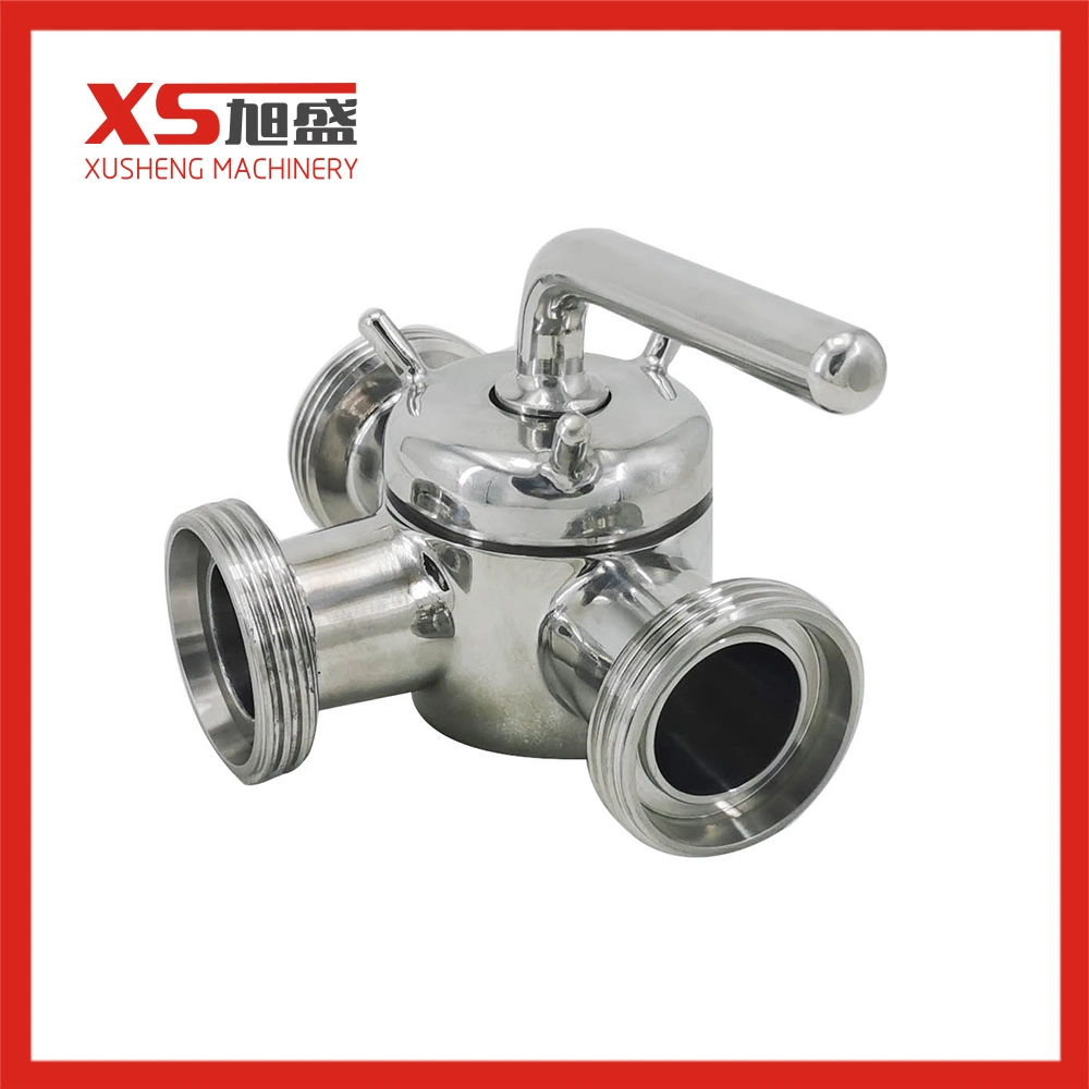 Sanitary Stainless Steel Threaded 3-Way Plug Valves