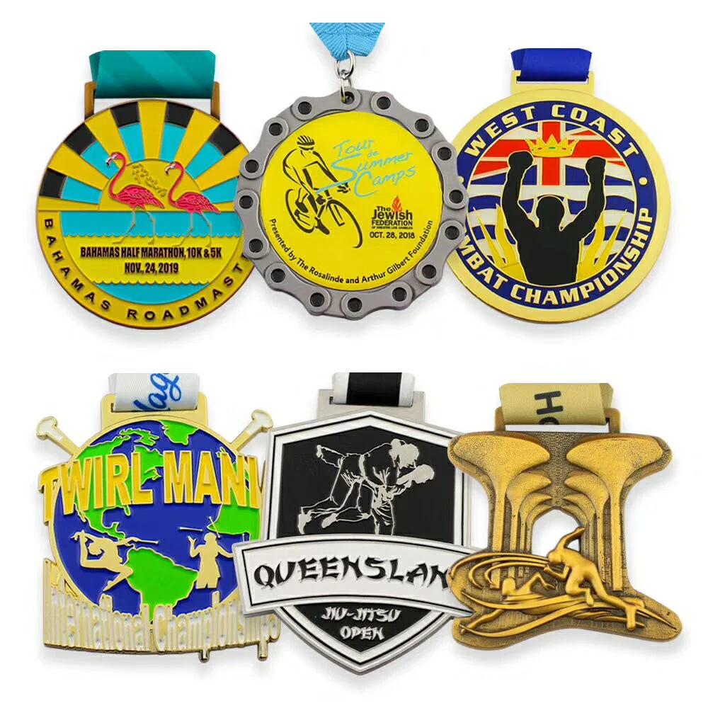 Wholesale/Supplier Custom 3D Metal Zinc Alloy Cast Trophy Finisher Run Champion League Trail Running/Gymnastics/Taekwondo/Powerlifting/Muay Thai/Ski Award Military Medal