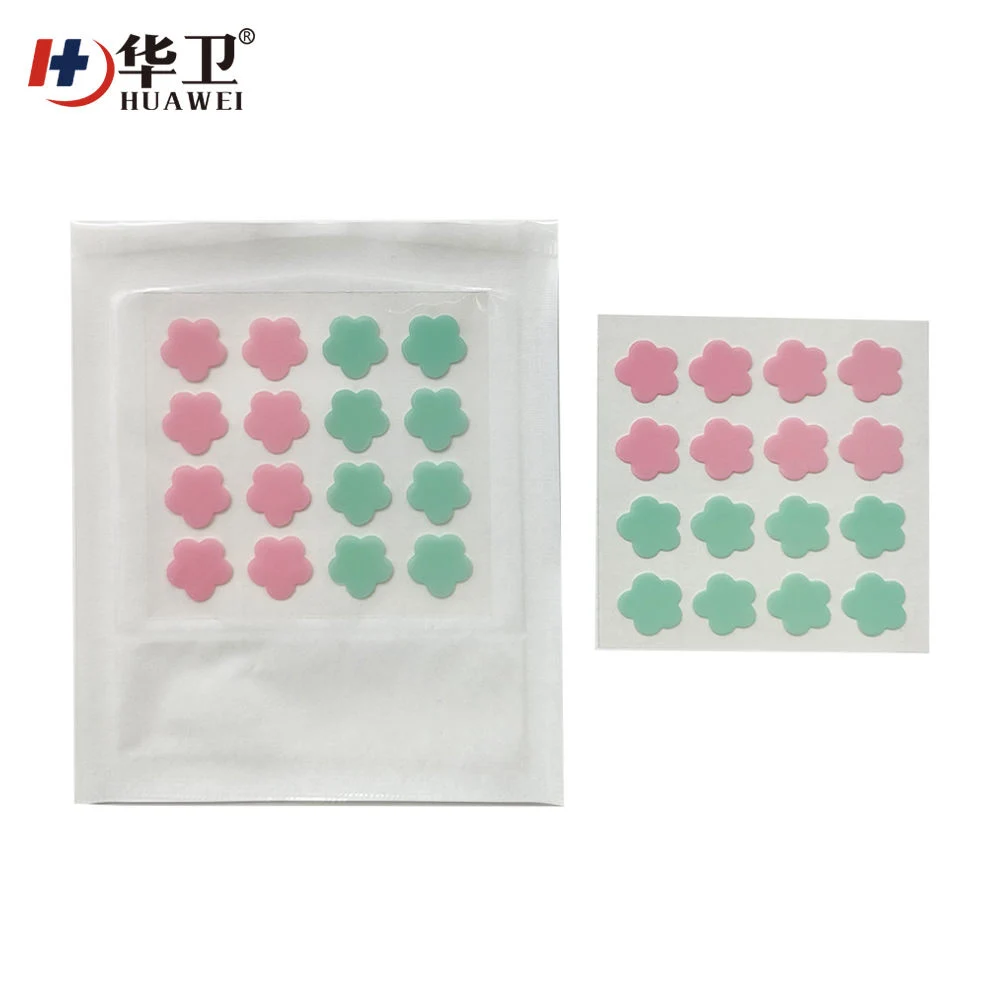 China OEM Two Color Flower Shape Acne Patch Hydrocolloid Acne Pimples Blemish Patch Facial Spots Treatment 20dots/Patch Facial Cleansing Patch