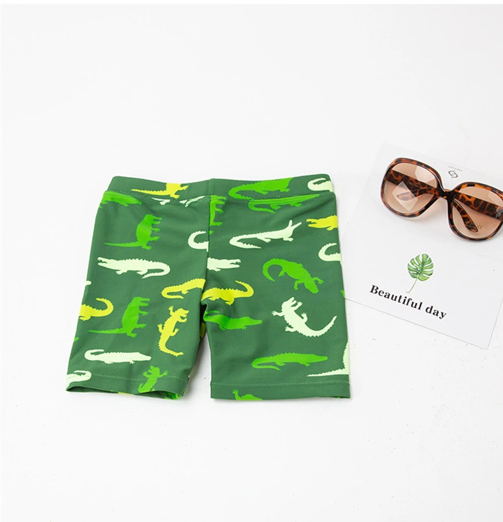 Boy Swim Suits Boxer Trunks Swimsuit Surf Banadores Green Croc Swim Shorts