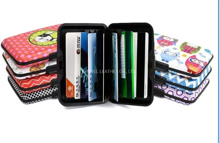 RFID Custom Printed Credit Card Wallets Aluminum Case Inside Plastic Accordion Organ Style with 8cardslots Wallet (FE1505)