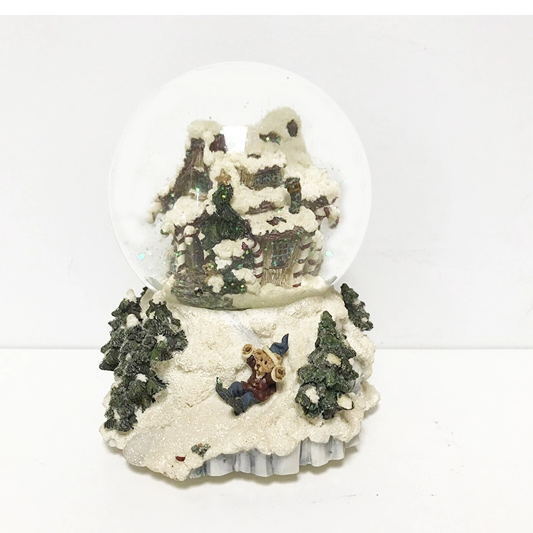 Resina de alta calidad personalizado recuerdos de la casa de Navidad bola de cristal Snowglobe