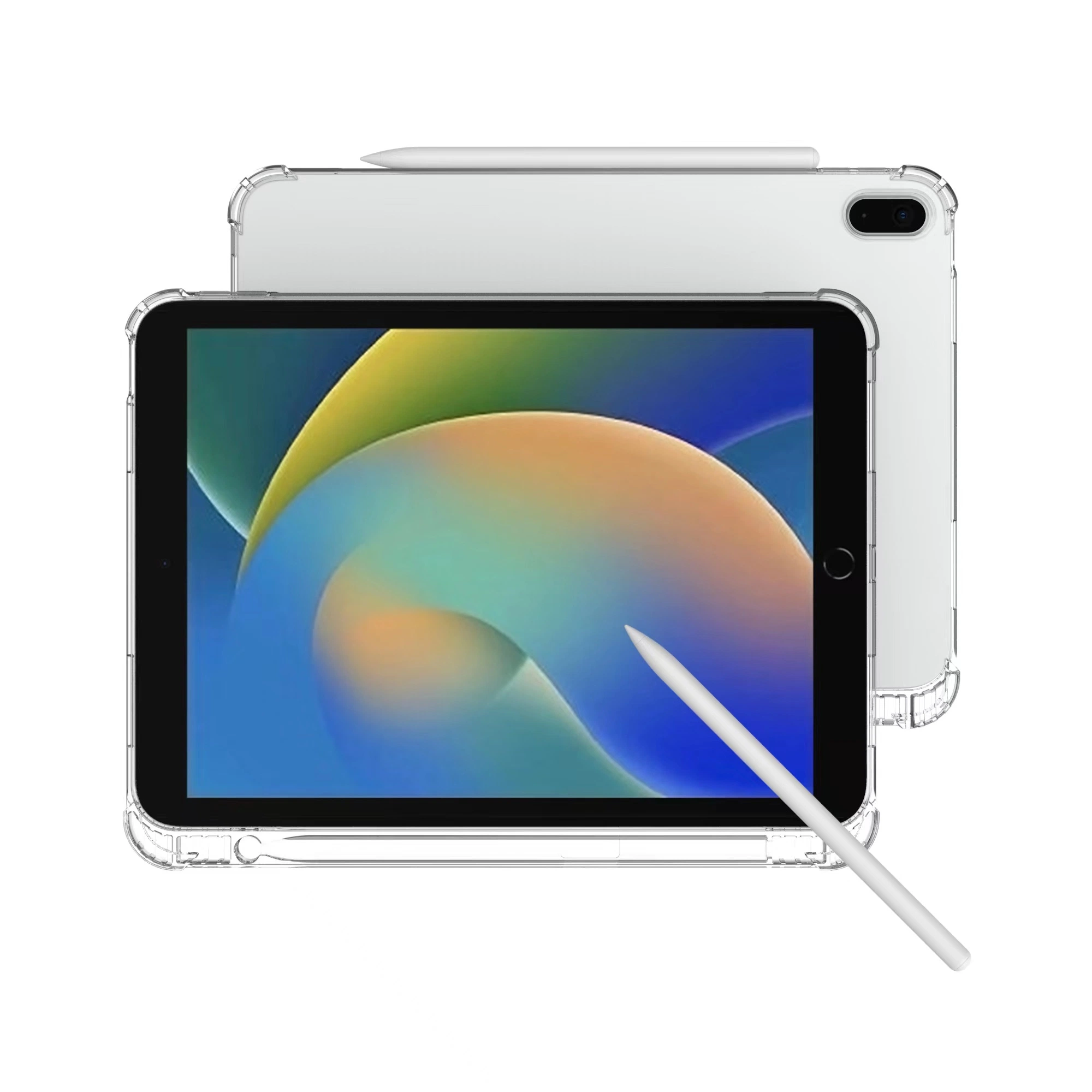 Shockproof Transparent Soft TPU Case with Pencil Holder for iPad 7 8 9 10.2 Inch 2019 2020 2021