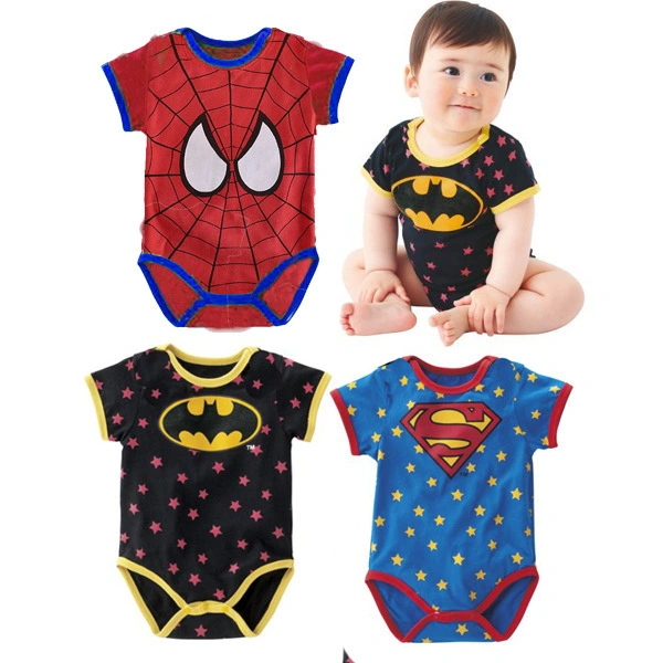 European and American Infant Baby Summer Sleeveless Triangle Garment Superman Cartoon Pure Cotton Outdoor Clothing Wear