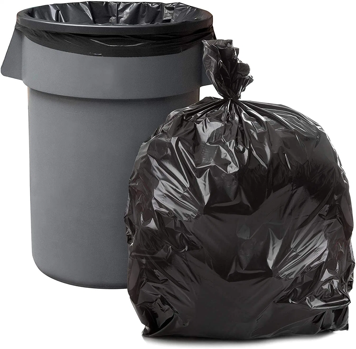 PE virgen de plástico de color negro de gran tamaño extra fuerte mano de embalaje Jardín portador de la basura basura basura de la bolsa de embalaje