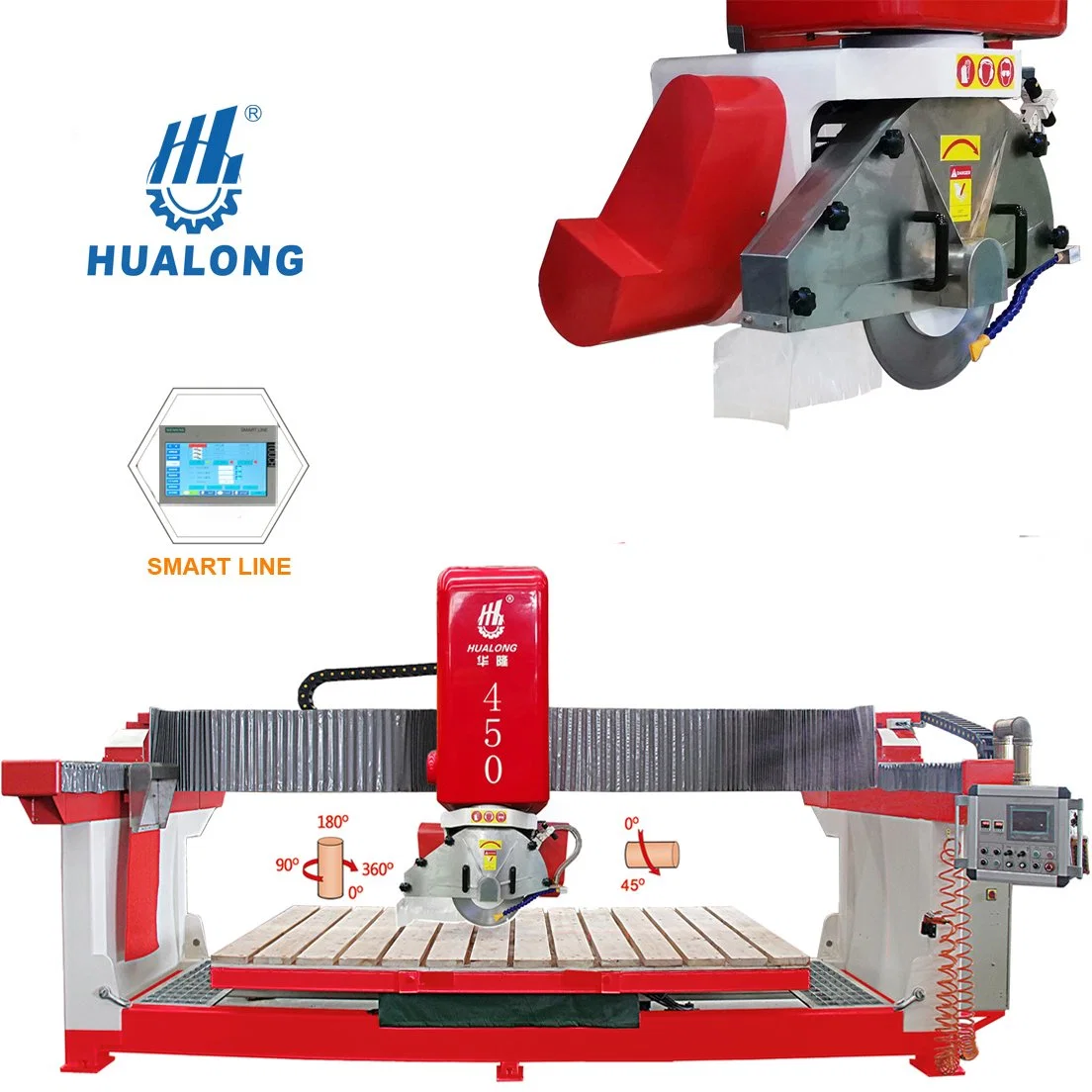 Hualong Hlsq-450 nouveau pont de la Chine a vu le granit et marbre Machine de découpe CNC pour la vente en ligne droite à 45° coupe charmant Fonction de coupe