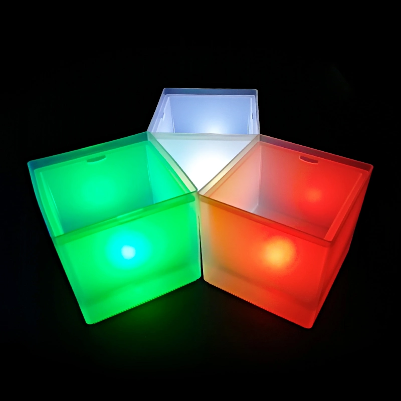 LED made plástico Cubo de Hielo Champagne con luz LED