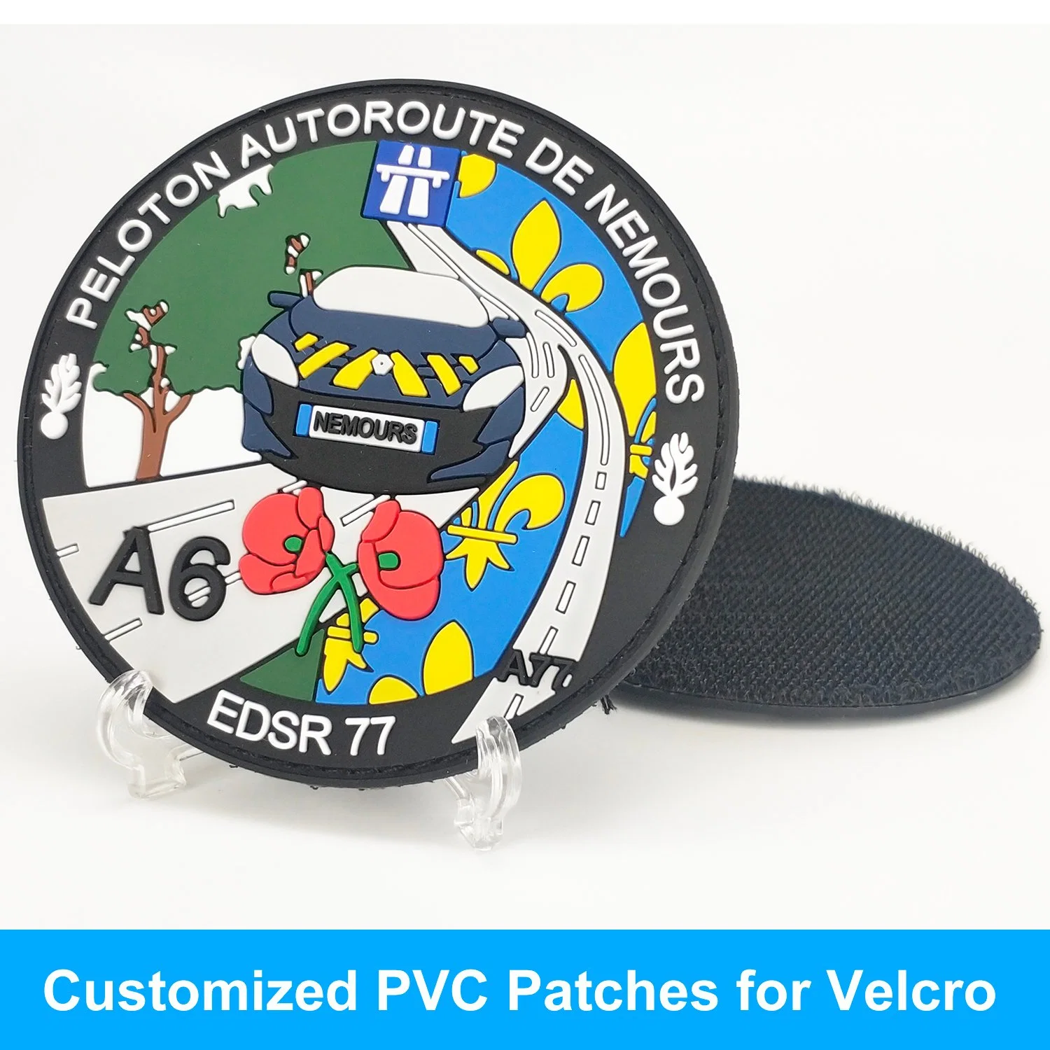 Factory Custom Soft PVC Garment Accessory Clothing Label Tactical Gear Gend Rmerie Uniform Patches Velcro Glow in The Dark