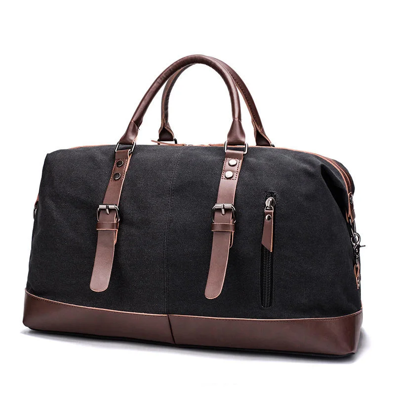 Classic New Fashion Retro Large-Capacity Travel PU Canvas Men's Portable Messenger Bag